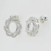 14K White Gold Semi Mount Earrings Setting Oval OV 8X6mm Syzjewelry